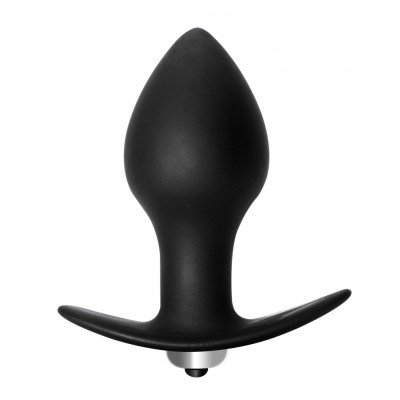 Силиконовая анальная пробка с вибрацией Bulb Anal Plug - чёрная - 10 см