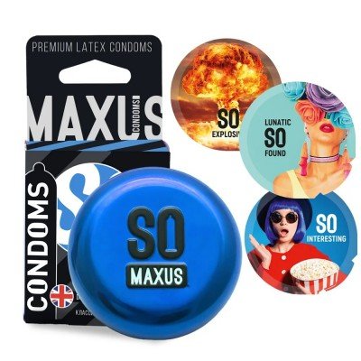 Латексные классические презервативы в железном кейсе MAXUS Classic - 3 шт