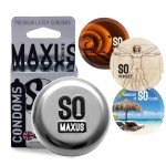 Латексные экстремально тонкие презервативы 0,03 мм в железном кейсе MAXUS 003 - 3 шт