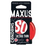 Латексные ультратонкие презервативы 0,05 мм в железном кейсе MAXUS Ultra thin - 3 шт