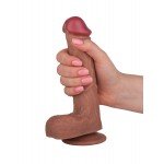 Фаллоимитатор-реалистик на присоске Nudes Handsome с ярковыраженной головкой и рельефной поверхностью - мулат - 19,5 см