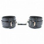 Кожаные наручники с металлическими клепками БДСМ Арсенал - чёрные