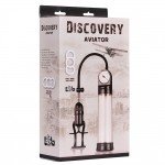 Вакуумная мужская помпа с манометром Discovery Aviator - прозрачная - 29 см