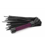 Плеть My Rules с фиолетовой ручкой из велюра и чёрными хвостами - 43 см