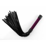 Плеть My Rules с фиолетовой ручкой из велюра и чёрными хвостами - 43 см