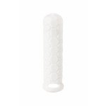 Насадка для увеличение пениса в длину Homme Long White с двусторонним рельефом - белая - 15,5 см