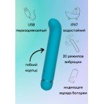 Перезаряжаемый вибратор Fantasy Flamie Blue с загнутым кончиком - бирюзовый - 18,5 см