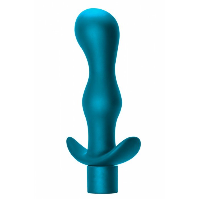 Силиконовая анальная фигурная пробка / массажёр точки G с вибрацией Spice it up Passion Aquamarine - синяя - 14 см