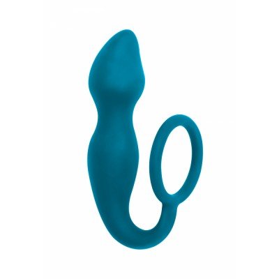 Силиконовая анальная пробка с эрекционным кольцом Spice it up! Sensation - бирюзовая - 10 см