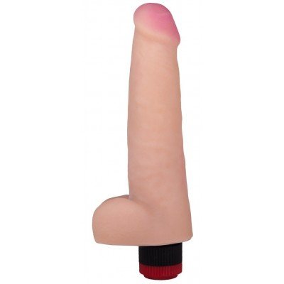 Реалистичный вибратор с мошонкой Lovetoy из киберкожи NeoSkin - телесный - 23 см