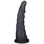 Женский страпон с чёрной насадкой и вагинальной пробкой - 18,5 см