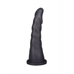 Женский страпон с чёрной насадкой и вагинальной пробкой - 18,5 см