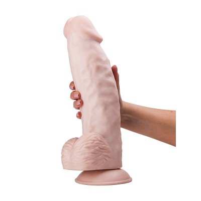 Толстый фаллоимитатор Супергигант из киберкожи NeoSkin на присоске Lovetoy - телесный - 33 см