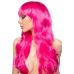 Парик с челкой и длинными волосами - Акэйн - ярко-розовый
