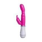 Вибратор с гибкой головкой и клиторальным стимулятором зайчиком A-toys Bubbly - розовый - 21 см
