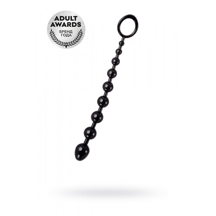 Анальная цепочка A-toys Anal Beads со звеньями разного диметра - чёрная - 28,3 см