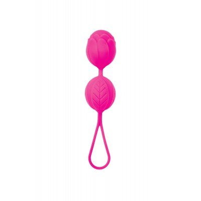Вагинальные шарики A-toys Plesure Balls Flov со смещённым центром тяжести и петелькой - розовые