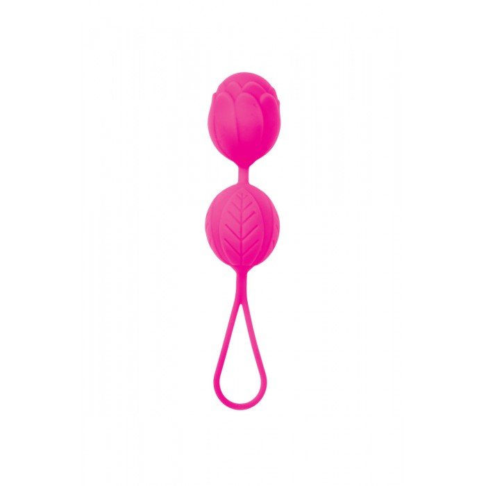 Вагинальные шарики A-toys Plesure Balls - Flov со смещённым центром тяжести и петелькой - розовые