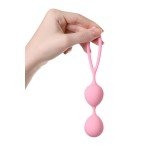 Вагинальные шарики A-toys Plesure Balls Rai со смещённым центром тяжести и петелькой - нежно-розовые