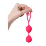 Вагинальные шарики A-toys Pleasure Balls Rai со смещённым центром тяжести и петелькой - розовые