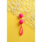 Вагинальные шарики A-toys Plesure Balls Rai со смещённым центром тяжести и петелькой - розовые