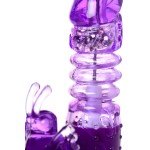 Вибратор с ротацией бусин, клиторальным стимулятором и надёжной присоской High-Tech fantasy - фиолетовый