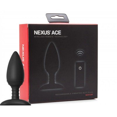 Средняя силиконовая перезаряжаемая анальная вибровтулка Nexus Ace Remote Control - Medium - чёрная - 12 см