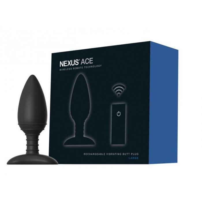 Большая силиконовая перезаряжаемая анальная вибровтулка Nexus Ace Remote Control - Large - чёрная - 14 см