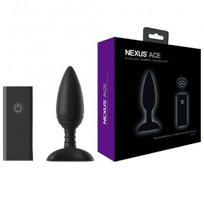 Малая силиконовая перезаряжаемая анальная вибровтулка Nexus Ace Remote Control - Small - чёрная - 10 см