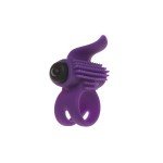 Эрекционное вибро-кольцо Bullet Lastic Ring с подхватом мошонки и стимуляцией клитора - фиолетовое