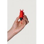 Вибропулька с силиконовой насадкой в виде чертёнка Devol Mini Vibrator - красная - 8,5 см