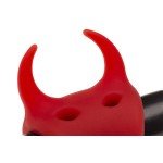 Эрекционное виброкольцо с рожками и хвостиком дьяволёнка Devol Cockring - красное