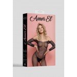 Боди-комбинезон с рукавами 3/4 и открытым доступом Amor El Esponela plus size - чёрный Боди-комбинезон с рукавами 3/4 и открытым доступом Amor El Esponela plus size - чёрный