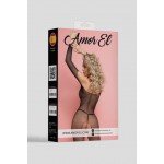 Боди-комбинезон с рукавами 3/4 и открытым доступом Amor El Esponela plus size - чёрный Боди-комбинезон с рукавами 3/4 и открытым доступом Amor El Esponela plus size - чёрный