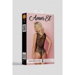 Сексуальное боди Amor EL с вырезом в виде шнуровки - чёрное Сексуальное боди Amor EL с вырезом в виде шнуровки - чёрное