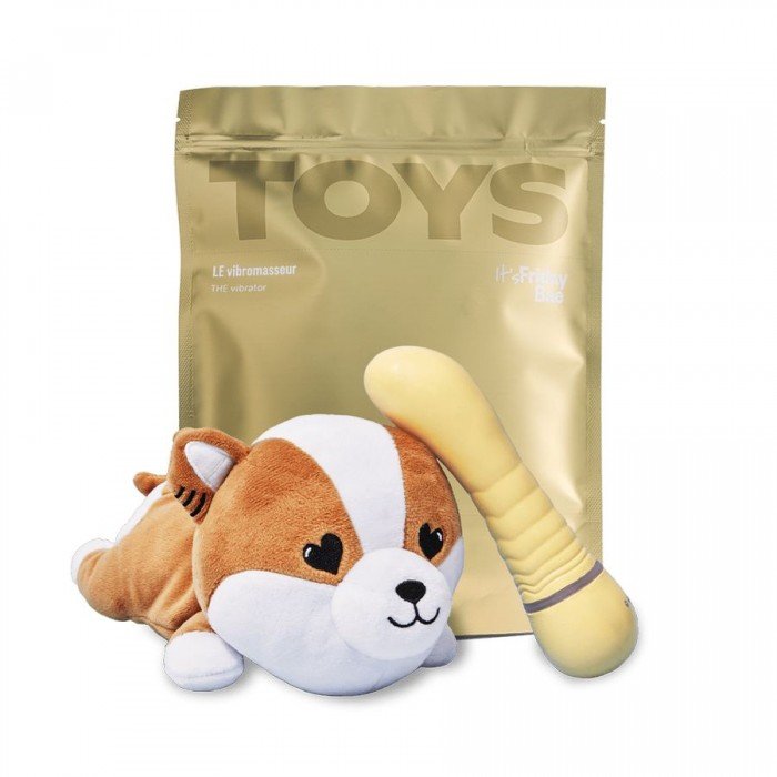 Перезаряжаемый вибратор для G-точки Shibae Toys с плюшевым чехлом - жёлтый - 17,5 см Перезаряжаемый вибратор для G-точки Shibae Toys с плюшевым чехлом - жёлтый - 17,5 см