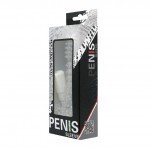 Насадка на пенис Penis Sleeve закрытого типа с шипами и стимулирующими щеточками - прозрачная - 13,5 см