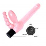 Безременной страпон-вибратор Super Strapless Dildo с вагинальным и анальным стимуляторами - розовый
