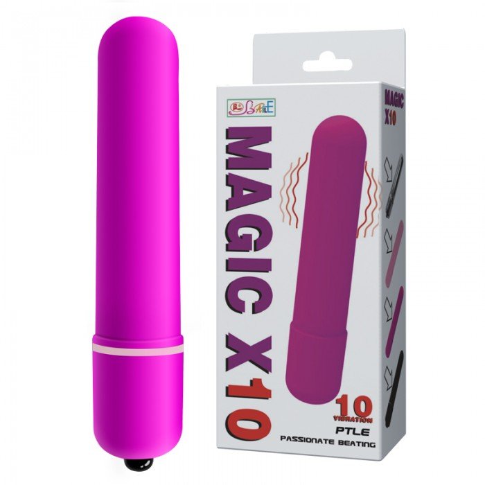 Гладкая вытянутая вибропуля Baile Magic X 10 - фиолетовая - 9 см
