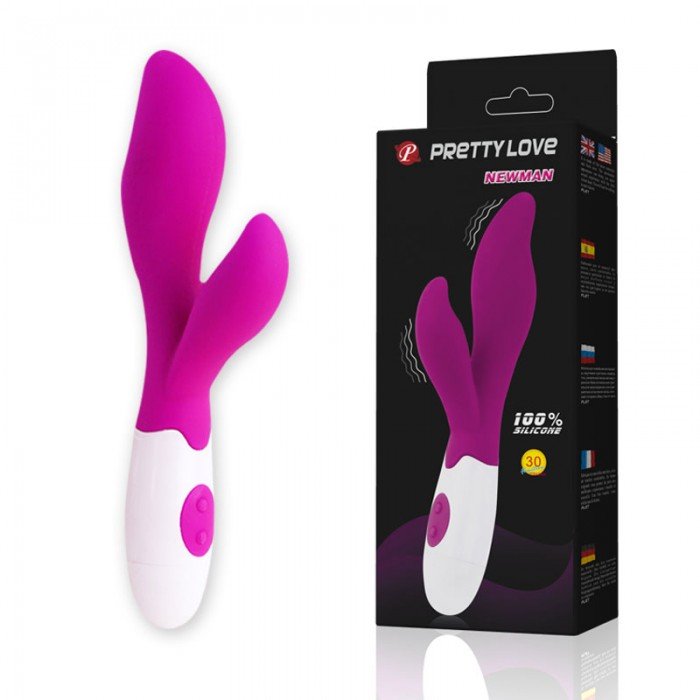 Вибратор с клиторально-вагинальной стимуляцией Pretty Love NewMan c 30 режимами вибрации - фиолетовый - 20 см