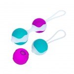 Вагинальные шарики со смещенным центром тяжести Orgasmic Balls Silicone - фиолетовые и бирюзовые
