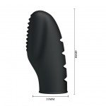 Насадка на палец с ребрышками и вибрацией Stanford - чёрная - 6,8 см