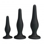 Набор из 3-х силиконовых анальных пробок для начинающих Pretty Love Mini Anal Kit - чёрные Набор из 3-х силиконовых анальных пробок для начинающих Pretty Love Mini Anal Kit - чёрные