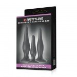 Набор из 3-х силиконовых анальных пробок для начинающих Pretty Love Mini Anal Kit - чёрные Набор из 3-х силиконовых анальных пробок для начинающих Pretty Love Mini Anal Kit - чёрные