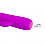 Гибкий вибратор с клиторальным отростком-уточкой Pretty Love Tim - фиолетовый - 15 см