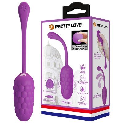Мощное виброяйцо из мягкого силикона Pretty Love Marina - фиолетовое