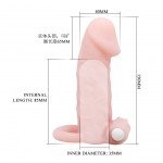 Вибро-насадка на пенис с подхватом мошонки Brave Man - телесная - 15 см