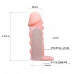 Увеличивающая насадка на пенис с подхватом мошонки Baile Brave Man - телесная - 14 см