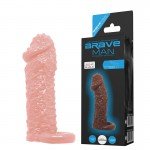 Увеличивающая насадка на пенис с подхватом мошонки Baile Brave Man - телесная - 13 см