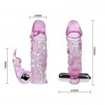 Ажурная насадка на пенис Ultimate Love Sleeve с клиторальным стимулятором и вибрацией - розовая - 13 см